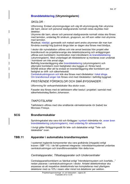 PROJEKTERINGSANVISNINGAR EL & TELESYSTEM - SISAB