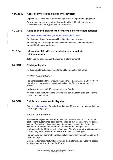 PROJEKTERINGSANVISNINGAR EL & TELESYSTEM - SISAB