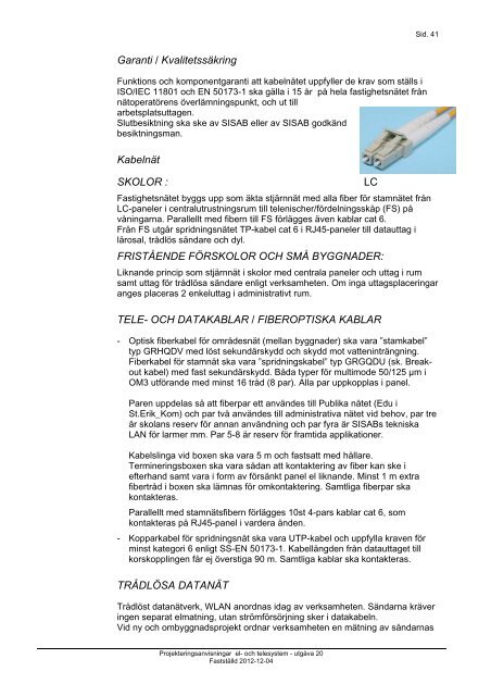 PROJEKTERINGSANVISNINGAR EL & TELESYSTEM - SISAB