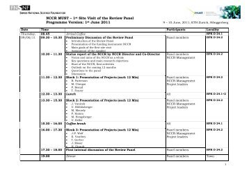 NCCR MUST – 1st Site Visit of the Review Panel Programme ...