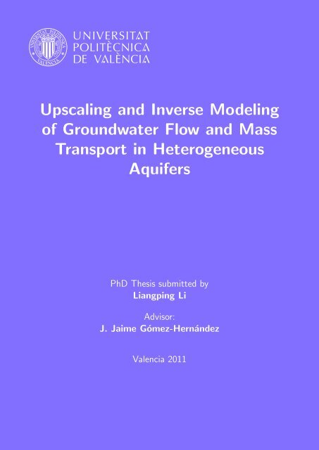 Upscaling and Inverse Modeling of Groundwater Flow and Mass ...