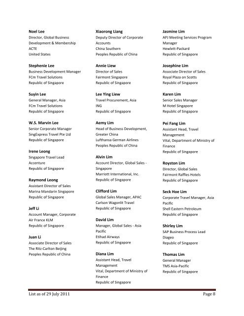 Attendee List ACTE Asia Pacific Education Conference 3-4 August ...