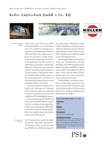Keller Lufttechnik GmbH + Co. KG - Psipenta Software Systems GmbH