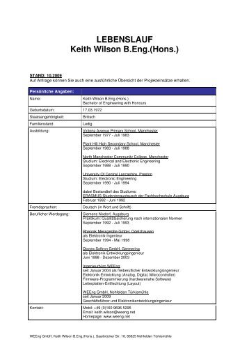 LEBENSLAUF Keith Wilson B.Eng.(Hons.) - weeng.net