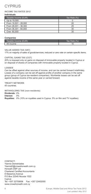 Europe, Middle East and Africa Tax Facts 2012 - Crowe Horwath ...