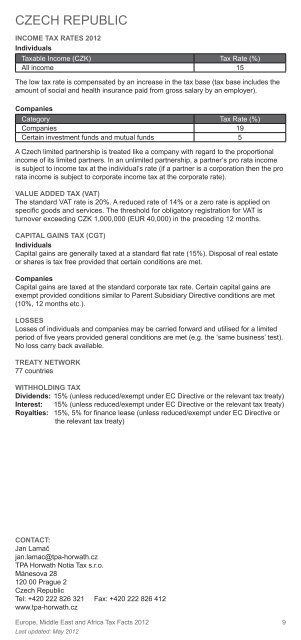 Europe, Middle East and Africa Tax Facts 2012 - Crowe Horwath ...