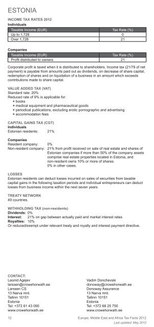 Europe, Middle East and Africa Tax Facts 2012 - Crowe Horwath ...