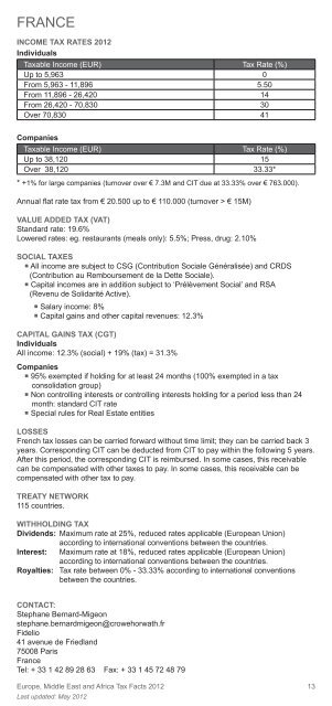 Europe, Middle East and Africa Tax Facts 2012 - Crowe Horwath ...