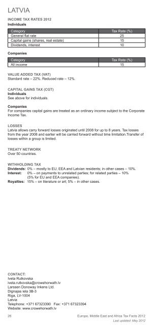 Europe, Middle East and Africa Tax Facts 2012 - Crowe Horwath ...