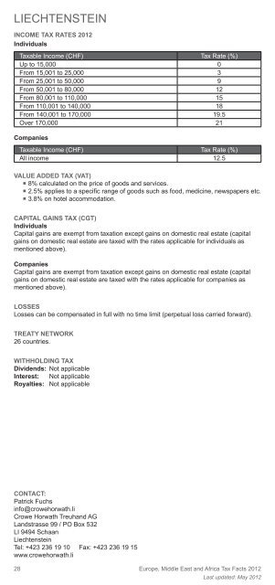Europe, Middle East and Africa Tax Facts 2012 - Crowe Horwath ...