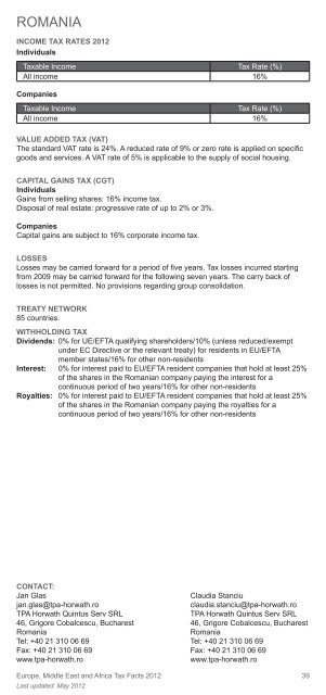 Europe, Middle East and Africa Tax Facts 2012 - Crowe Horwath ...