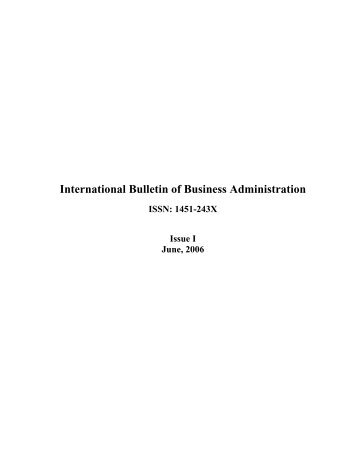 International Bulletin of Business Administration - EuroJournals