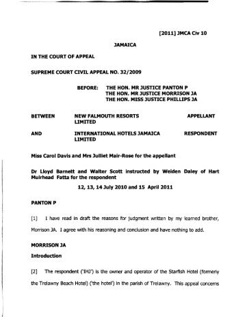 New Falmouth Resorts v International Hotels - The Court of Appeal
