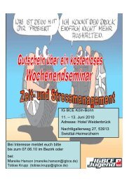 Einladung Seminar Zeit und Stressmanagement - IG BCE