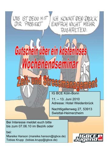 Einladung Seminar Zeit und Stressmanagement - IG BCE