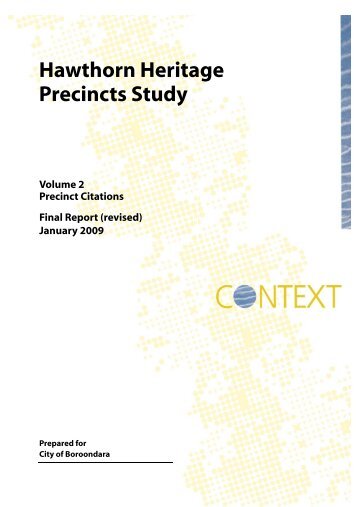 Hawthorn Heritage Precincts Study - City of Boroondara