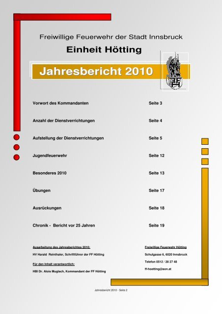 Jahresbericht 2010 - FF Hötting