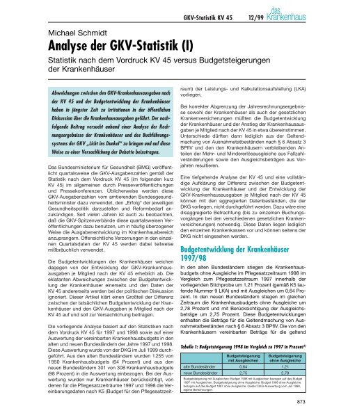 Analyse der GKV-Statistik (I)