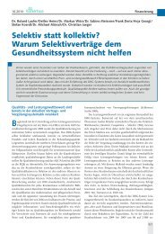 Warum Selektivverträge dem Gesundheitssystem nicht helfen