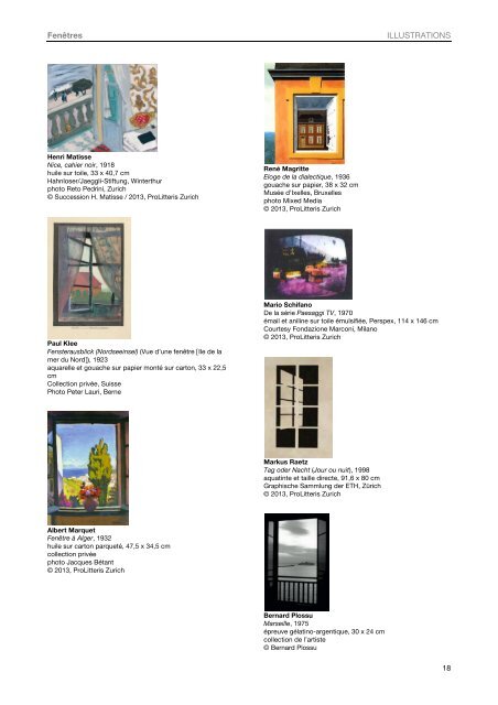 Fenêtres De la Renaissance à nos jours Dürer, Monet, Magritte…