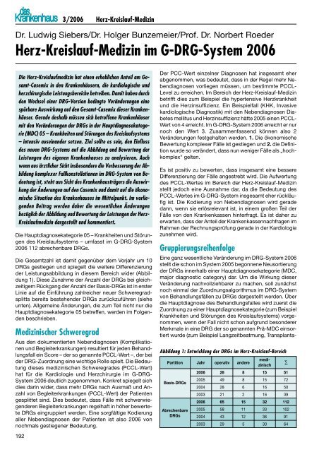 Herz-Kreislauf-Medizin im G-DRG-System 2006