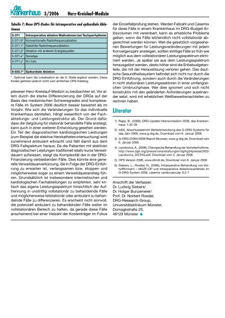 Herz-Kreislauf-Medizin im G-DRG-System 2006