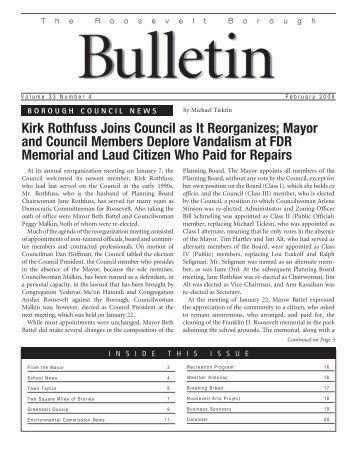 Kirk Rothfuss Joins Council as It Reorganizes ... - Zuckerman, Mark