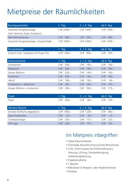 Broschüre Sport- und Kongresszentrum - Arosa