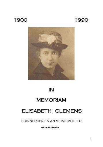 1900 1990 IN MEMORIAM ELISABETH CLEMENS ... - Kamermans