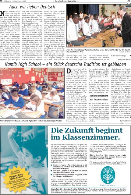 1 - Deutsch in Namibia - - Allgemeine Zeitung