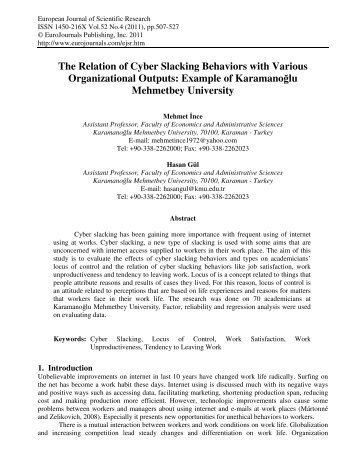The Relation of Cyber Slacking Behaviors with Various - EuroJournals