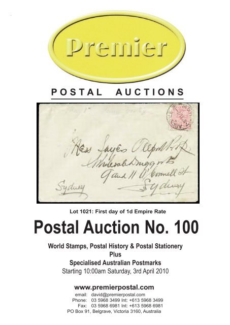 Postal Auction No. 100 - Premier Postal Auctions