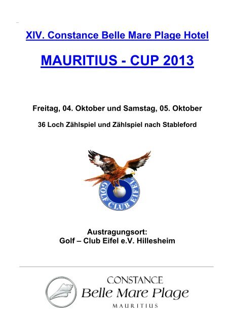 Mauritius Cup Ausschreibung 2013 - Golf Club Eifel e.V.