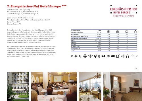 Broschüre der Seminarhotels Engelberg - PDF