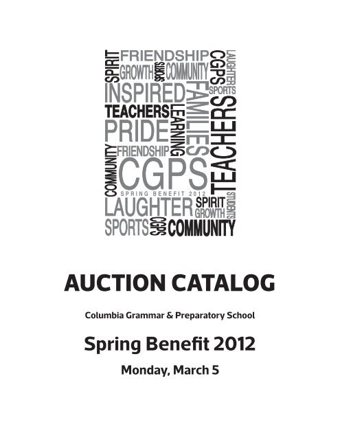 AUCTION CATALOG - Columbia Grammar and Preparatory School
