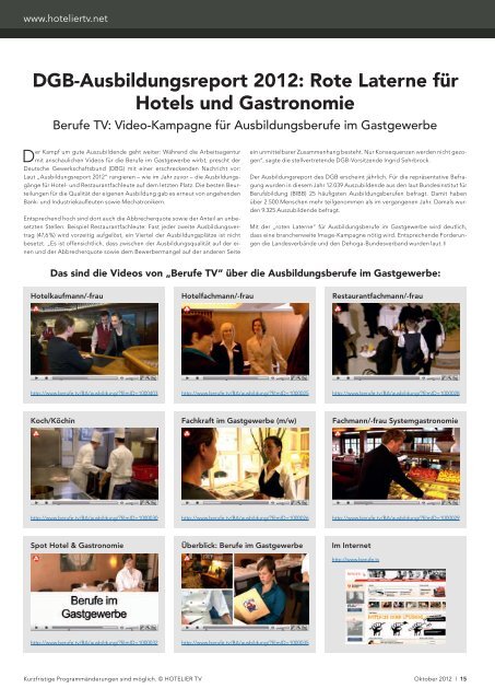 HOTEL TV PROGRAMM - Oktober 2012