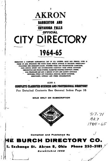 City Directory 1964 - Akron-Summit County Public Library