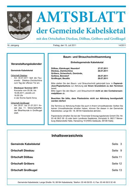 Amtsblatt - Einheitsgemeinde Kabelsketal