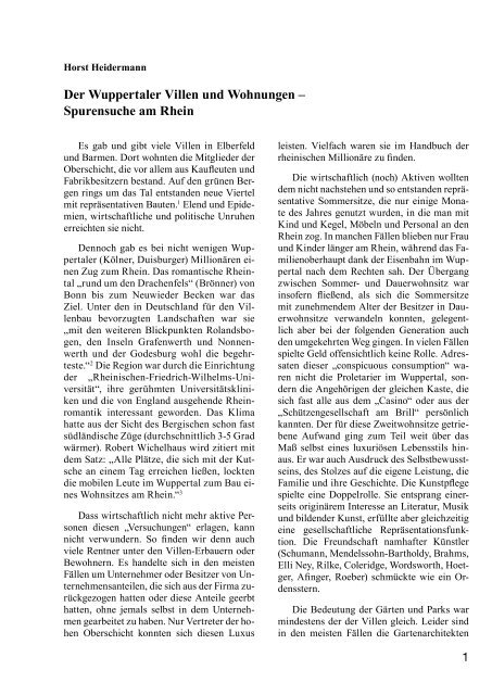 Der Wuppertaler Villen Und Wohnungen Bergischer