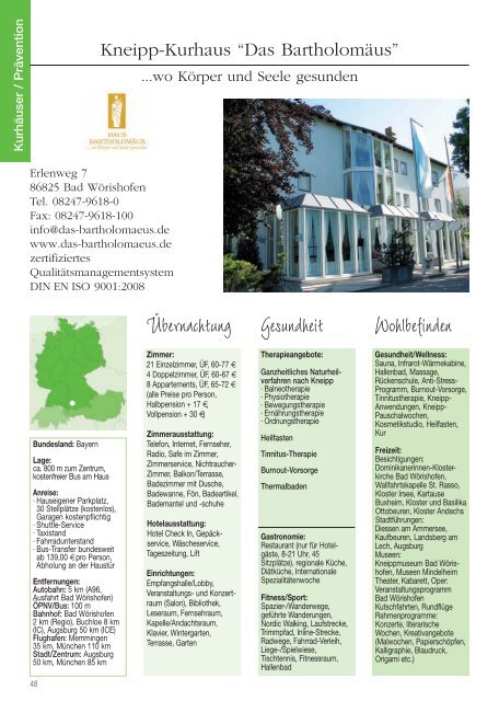 Bio, Gesundheit & Wellness - Hotels und Kurhäuser - Christliche ...