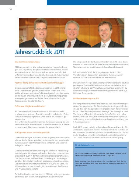 Mitgliedermagazin 1/2012 - Raiffeisenbank Oldenburg eG