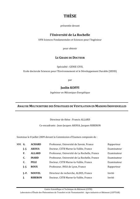 Analyse multicritère des stratégies de ventilation en maisons ... - TEL