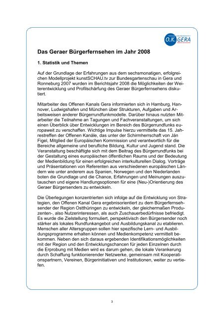 Das Geraer Bürgerfernsehen im Jahr 2008 - Thüringer ...