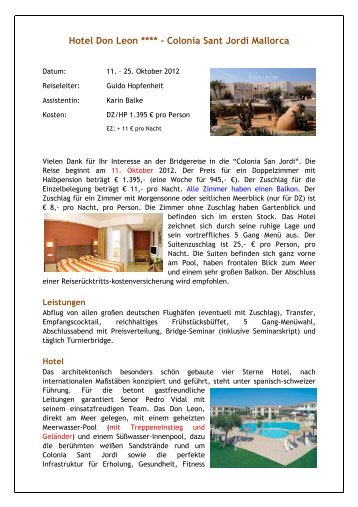 Hotel Don Leon **** - Colonia Sant Jordi Mallorca - Bridgereisen ...