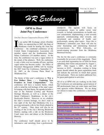 HR Exchange July 2007 V-11 Issue 3 - State of Oklahoma