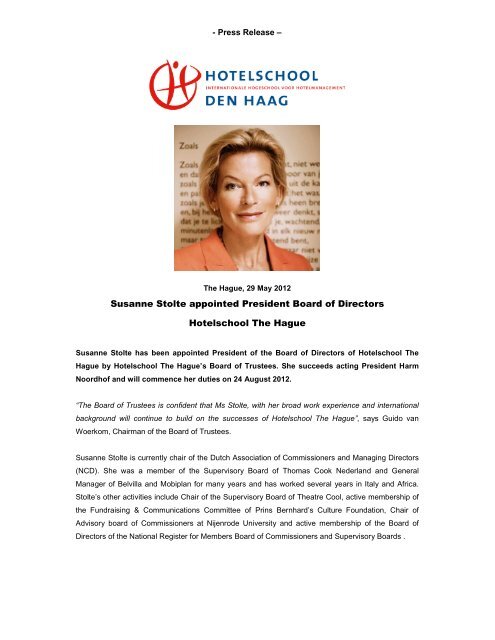 Press Release appointment Susanne Stolte - ENG 29052012