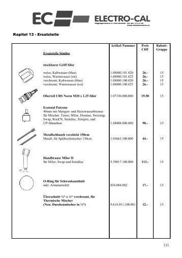 Kapitel 13 - Ersatzteile 121 - Electrocal