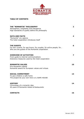 table of contents - Romantik Hotels & Restaurants International