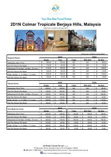 2D1N Colmar Tropicale Berjaya Hills, Malaysia - AX Exotic Travels
