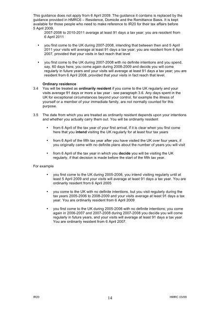 IR20 - Residents and non-residents liability to tax in the United ...